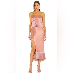 Cinq à Sept Eastwood Silk Fringe Dress - Bare Rose Size 10
